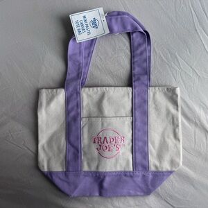 Trader Joe's Purple and Cream Canvas Tote
